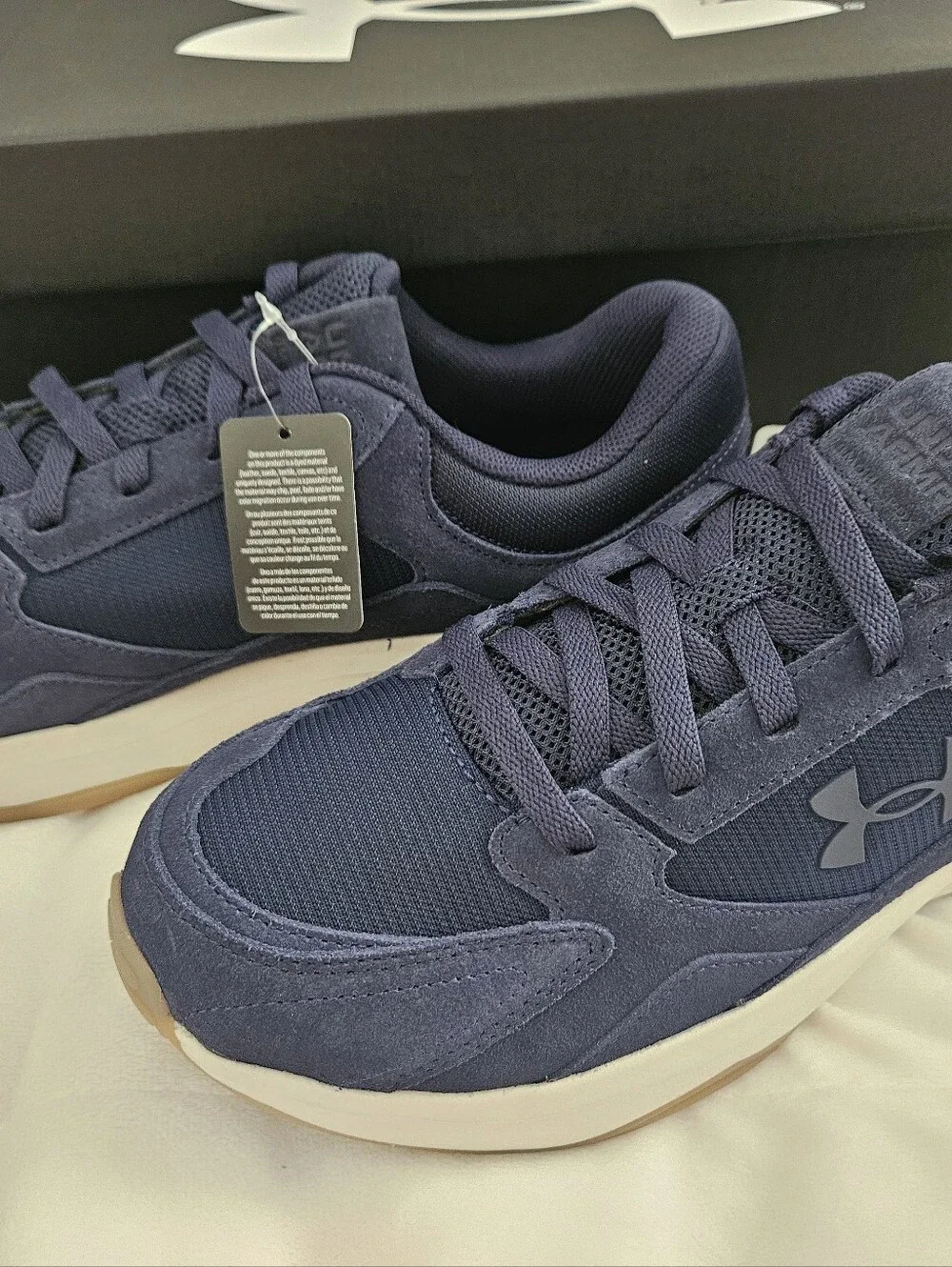 NWT Under Armour UA Edge Suede Mens 13 Navy Blue Charged Sneakers